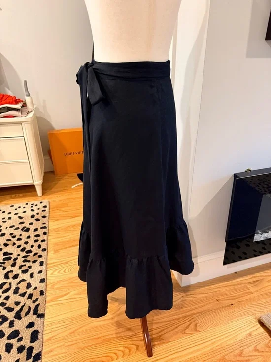 Reformation Black Linen Wrap Ruffle Skirt - Picture 10 of 15